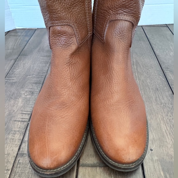 Tory Burch Women's Size 7.5 M Tall Leather Riding Boots Brown Gold Logo - Picture 7 of 16